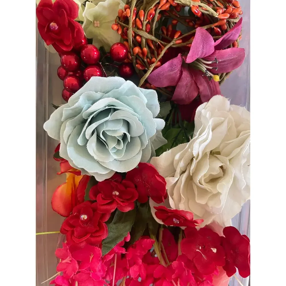 Shoe Box of Mixed Lot Of Beautiful Artificial/Silk Flowers